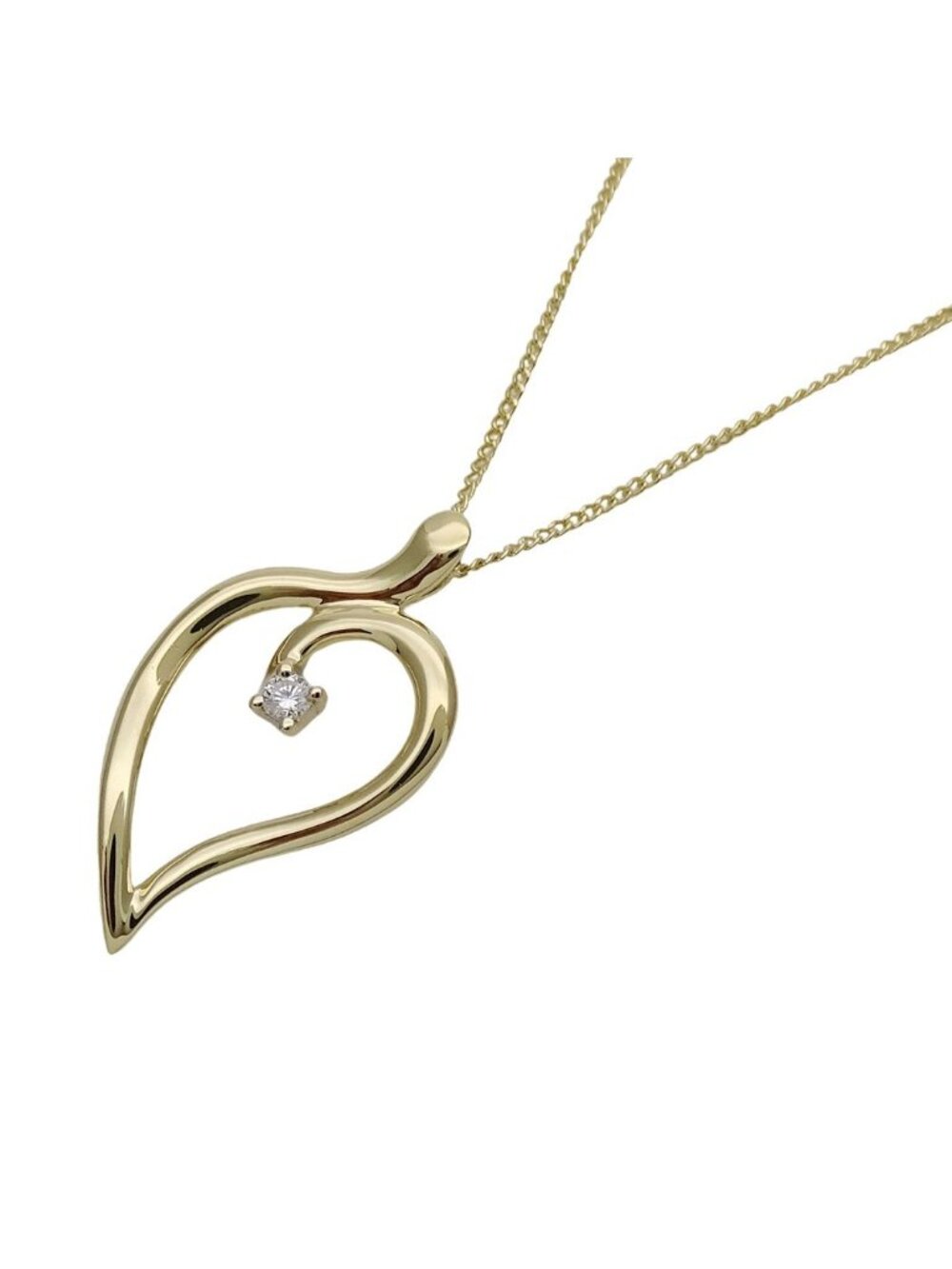 Tiffany & Co Necklace Diamond Open Leaf Heart Yellow Gold
